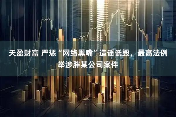 天盈财富 严惩“网络黑嘴”造谣诋毁，最高法例举涉胖某公司案件